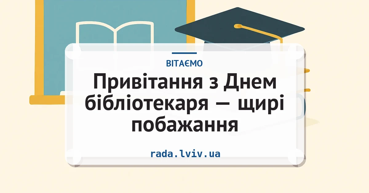 Привітання з Днем бібліотекаря — щирі побажання — листівка з підписом