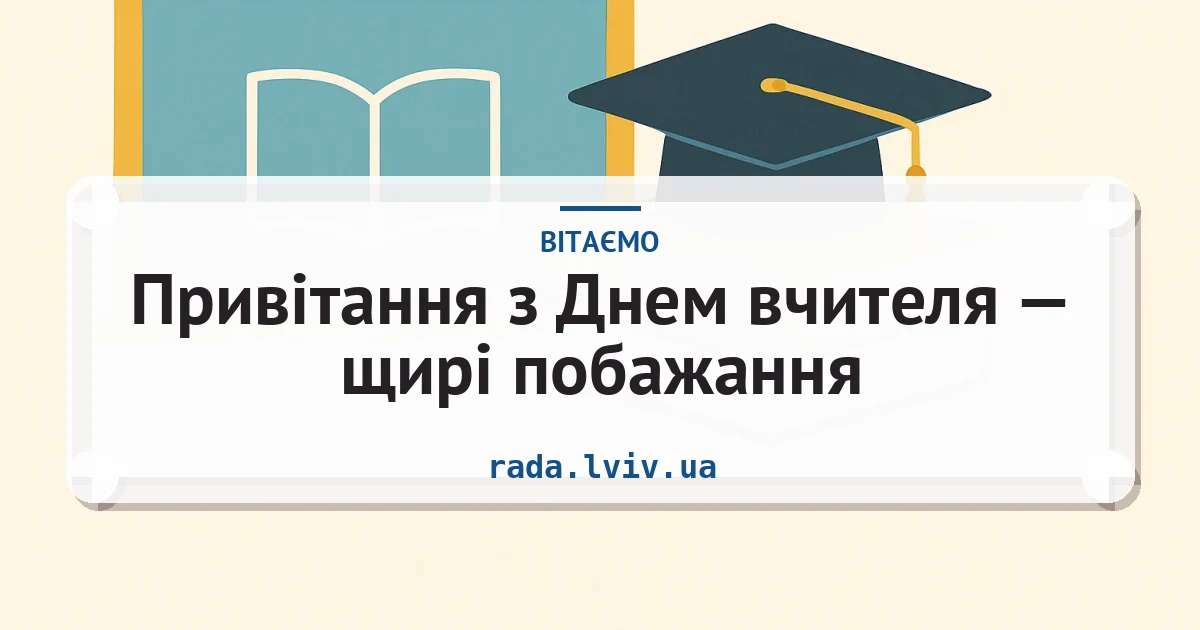 Привітання з Днем вчителя — щирі побажання — листівка з підписом