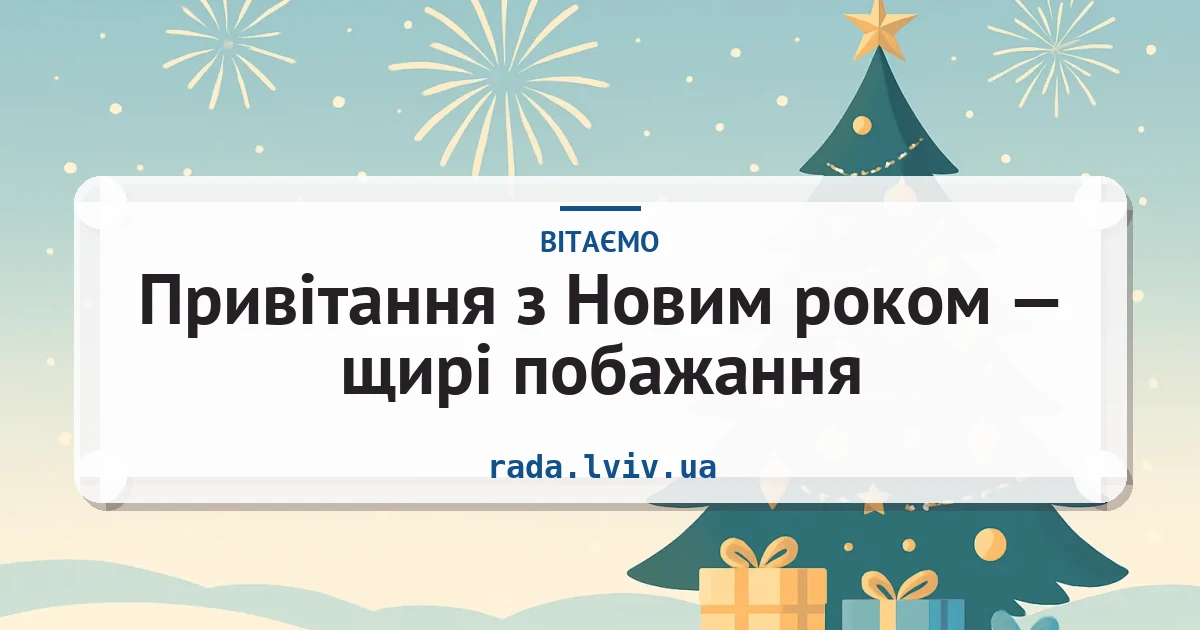 Привітання з Новим роком — щирі побажання — листівка з підписом