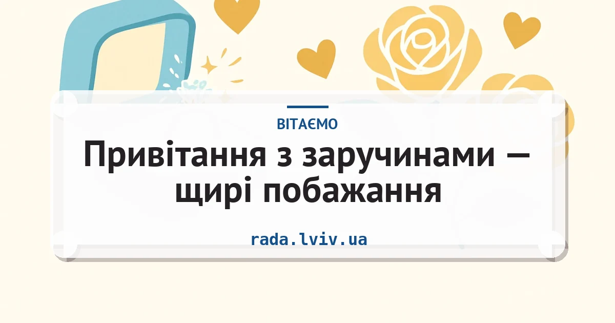 Привітання з заручинами — щирі побажання — листівка з підписом